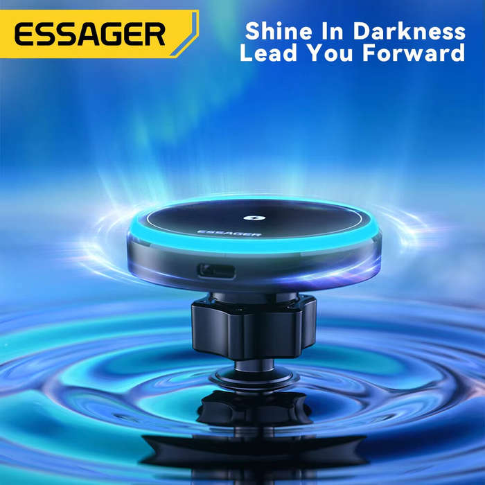 Air Outlet Model - ESSAGER Magnetic Wireless Charger Car Holder RGB Color Lighting 360 Free Rotation