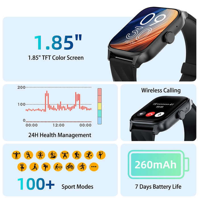 Pink - Weofly Active 1.85inch HD Screen bluetooth Call Heart Rate Blood Pressure Blood Oxygen Monito
