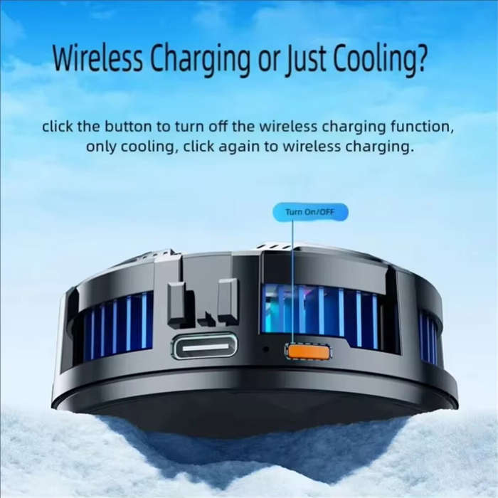 Black - X106B 2-in-1 Wireless Charger Cooling Fan 15W Magnetic Fast Charging Back Clip Fan Radiator
