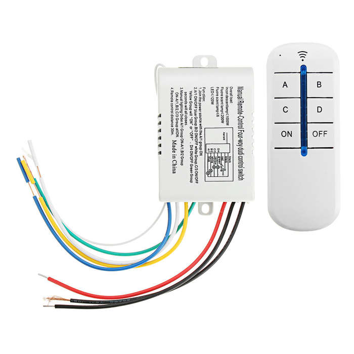 4 Way On Off Wireless Remote Control Switch Receiver Transmitter For Led Lamp