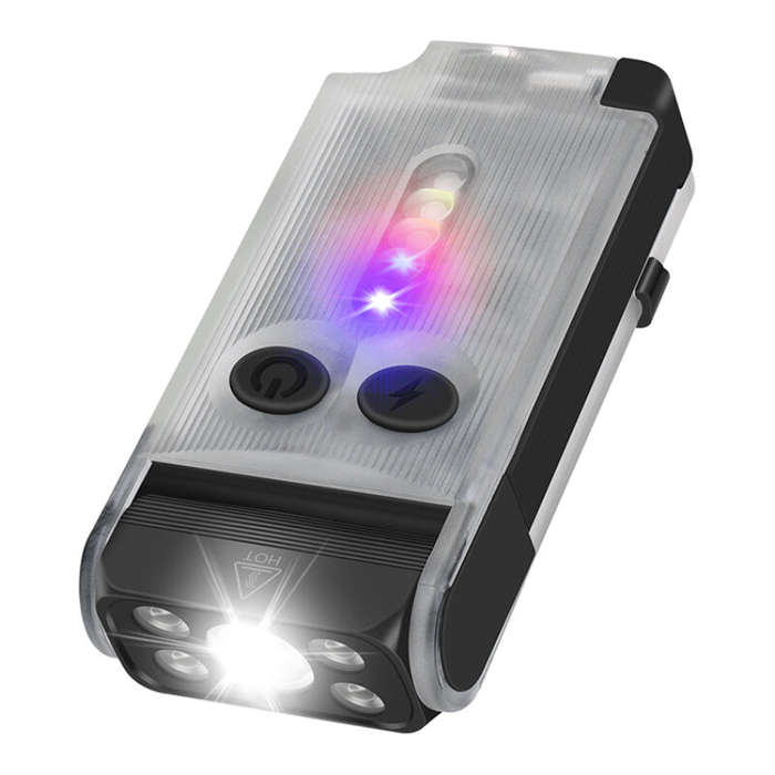 Black without Fluorescent - Bikight V30 1000LM EDC LED Keychain Flashlight Power Bank UV Magnetic Be