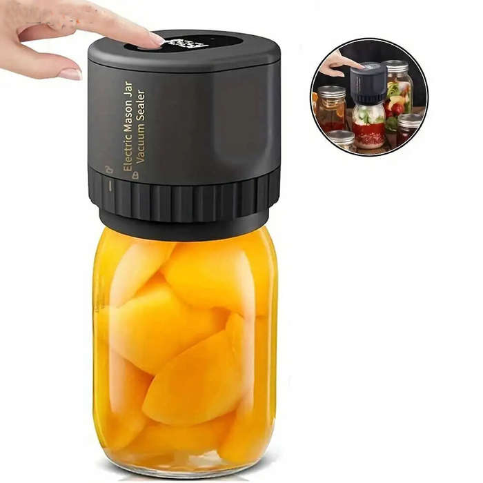 Black - Mason Jar Sealing Machine 1200mAh Mini Vacuum Sealer Electric Mason Jar Vacuum Sealer Kit Co