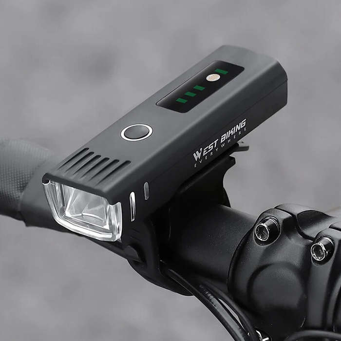 WEST BIKING Smart Sensing Bike Headlight 250Lm Brightness 1500mAh Battery Waterproof 4 Light Modes L