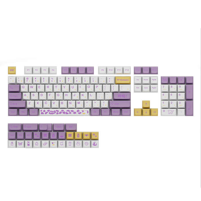 131 Keys Taro Milk PBT Keycap Set XDA Profile Sublimation Japanese Custom Keycaps for Mechanical Key