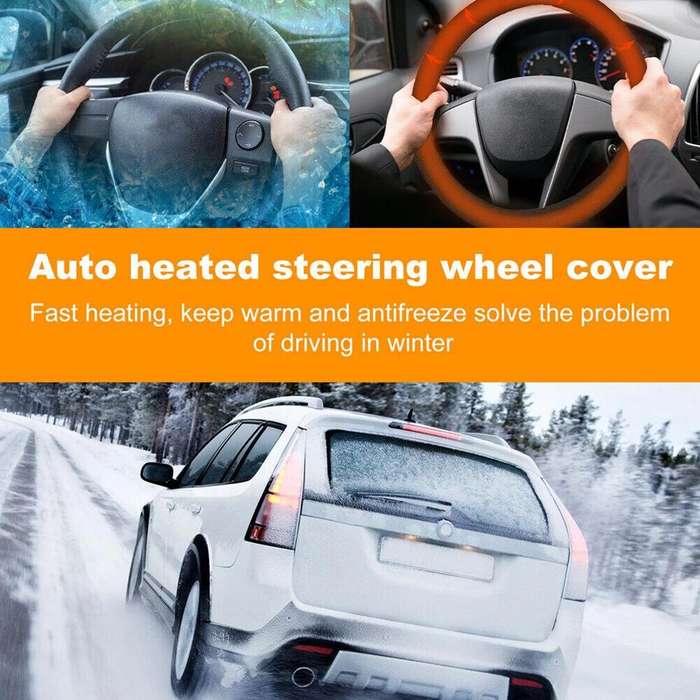 Black - Heated Steering Wheel Protective Cover Universal Car Fast Hand Warmer Car Steering Wheel Hea