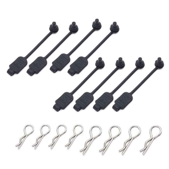 Black - 8PCS RC Car Body Clip Rubber Retainer Shell Fixed Buckle Lock 8301 for Arrma Losi ZD Racing