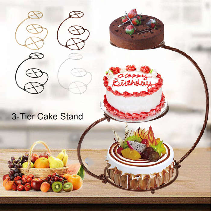 White - 3 Tier Iron Cake Stand 60cm Height Wedding Birthday Party Display Decorations