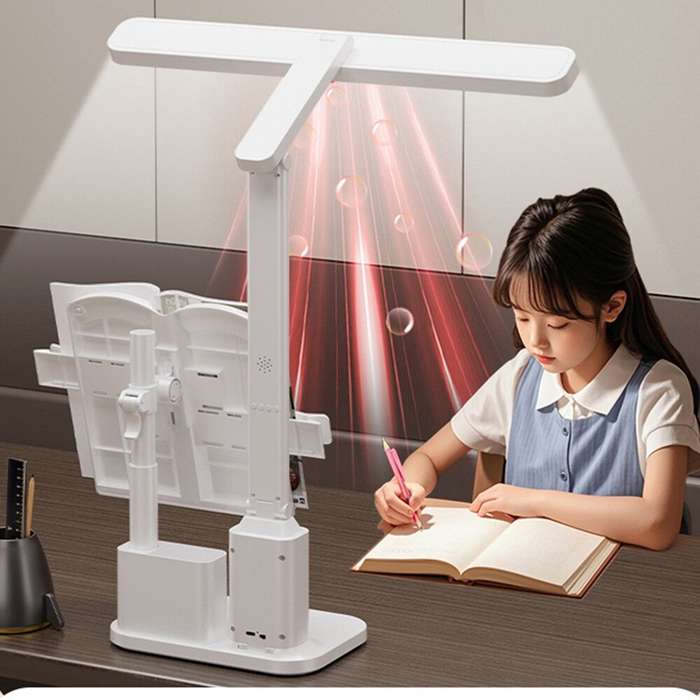 White - Elfeland LED Eye-Care Desk Lamp 3 Color Temperatures & 5-Level Brightness Dimmable USB Recha