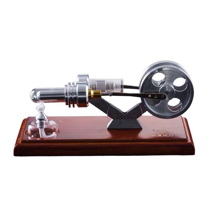 Wooden Base - StarPower QX-SL-01 Hot Air Stirling Engine Model with Wooden / Metal Base DIY Generato