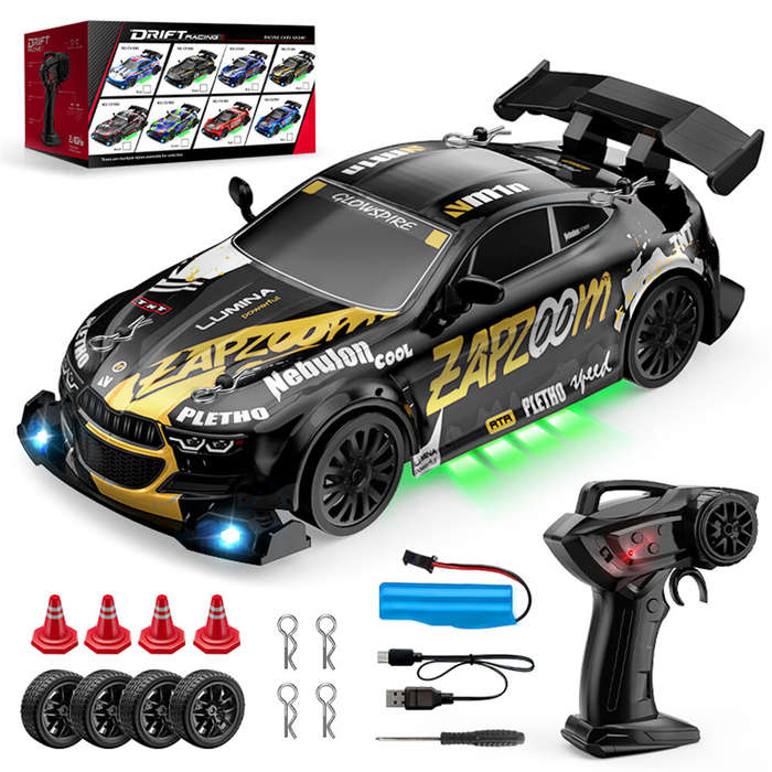 Yellow - CV-E80 CV-E81 1/24 2.4G Drift RC Car LED Light Two Speed Full Scale High Speed Vehicle Mode