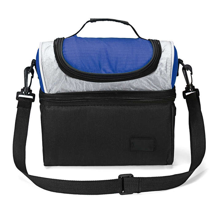 Blue - 6.7L Picnic Bag Waterproof Lunch Shoulder Bag Portable Dual Compartment Camping Thermal Bag I