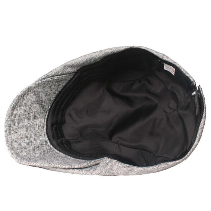 Grey - Collrown Cotton Linen Beret Men's Simple Vintage Forward Cap Casual Daily Flat Hats Solid Col