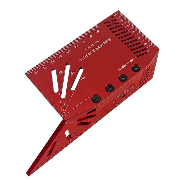 Metric - Mohoo Aluminum Alloy Woodworking Saddle Layout Square Gauge 3D Mitre Angle Measuring Templa