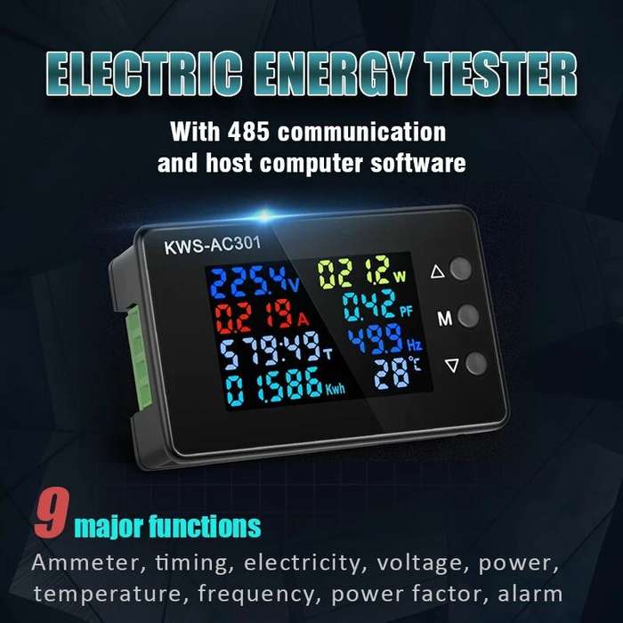 KWS-AC301 8 in1 Voltmeter Ammeter AC 50-300V Power Energy Meter LED Digital AC Wattmeter Electricity
