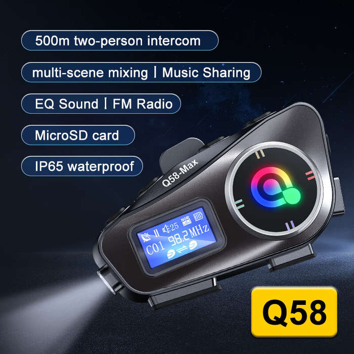 Hard Microphone - Coralme Q58MAX Motorcycle Helmet Mixing Intercom Helmet Bluetooth Headset with 300
