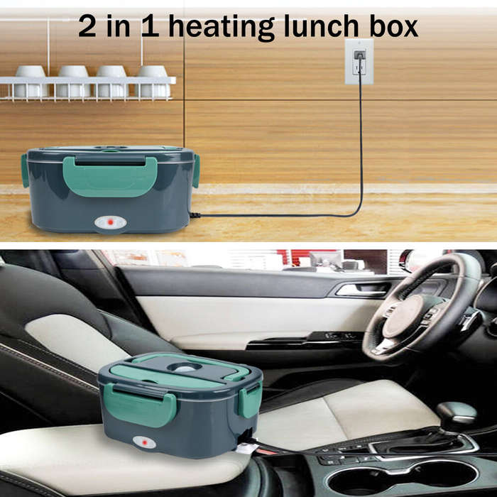 Grey - AGSIVO Portable 60W Electric Lunch Box Bento Box Food Heater Lunch Warmer Food Storage Contai