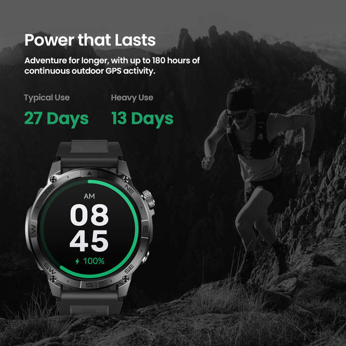 Black - [World Premiere]Zeblaze Stratos 2 Plus 1.43 inch AMOLED GPS Health and Fitness Barometric Al