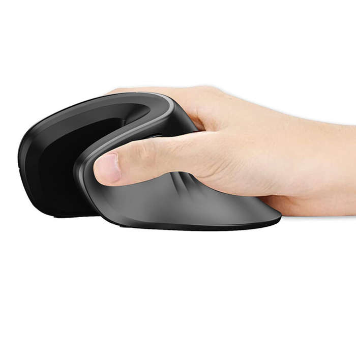 Black - HXSJ T27 2.4G Wireless Vertical Gaming Mouse 1200/2400/3200DPI 6-Key Ergonomic Mice for Offi