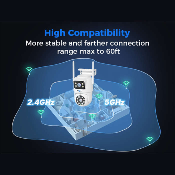 Hiseeu 2 Pack 6MP WIFI IP Camera Wireless Security Camera 5G 2.4G WiFi Dual Lens PTZ Outdoor Motion