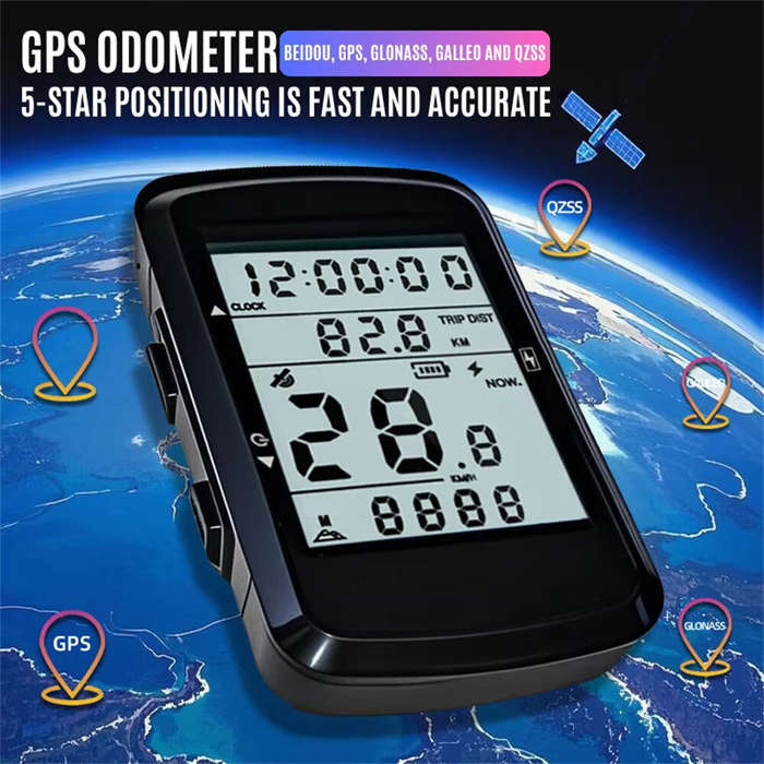 Black - OFFBONDAGE 2.4-inch GPS Wireless Bicycle Computer 5-Star Positioning Type-C Charge Cycle Spe