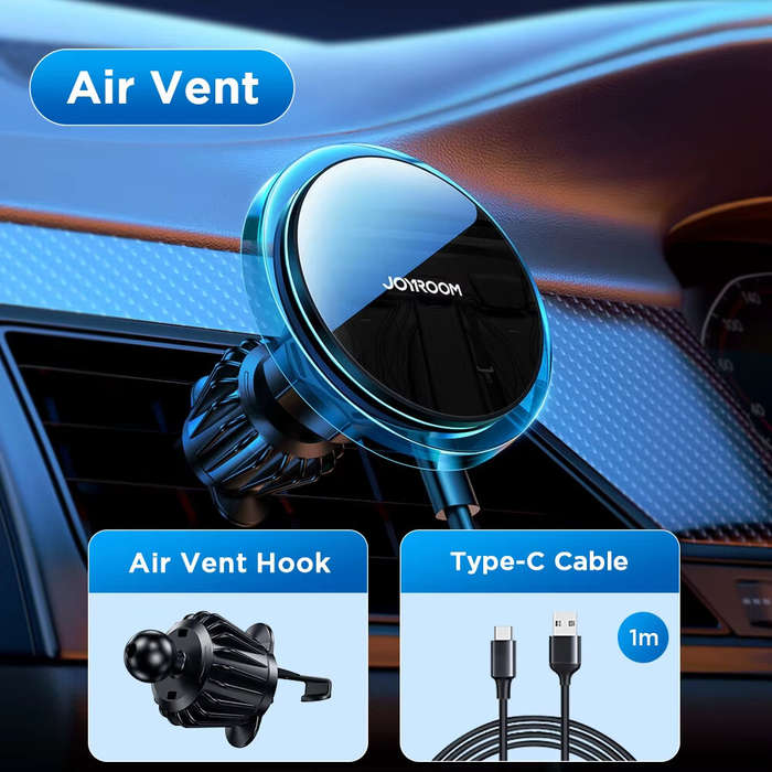 Black - Joyroom Air Vent Mount Car Phone Holder Wireless Charger For iP 15 14 13 Pro Max Fast Chargi