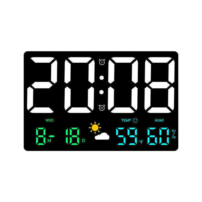 Colorful light - AGSIVO Large Digital Wall Clock Alarm Clock Large LED Display with Remote Control /