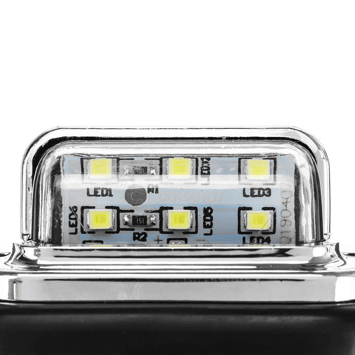 Silver - Rear Tail LED License Number Plate Light with Fittings For 10-30V Truck Lorry Van Caravan