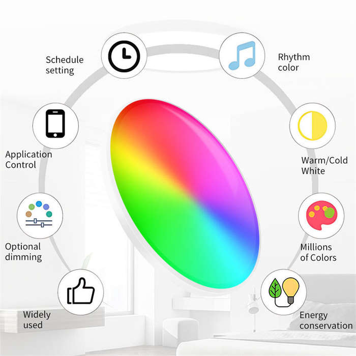 White - Elfeland 24W 30cm Smart LED Ceiling Light RGB+White Light WiFi APP & Voice Control 3000K~650
