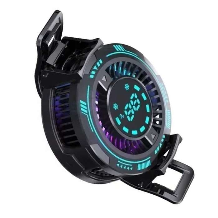 Black - F29 Phone Magnetic/ Back-clip Semiconductor Cooling Radiator with Temperature Display for IO
