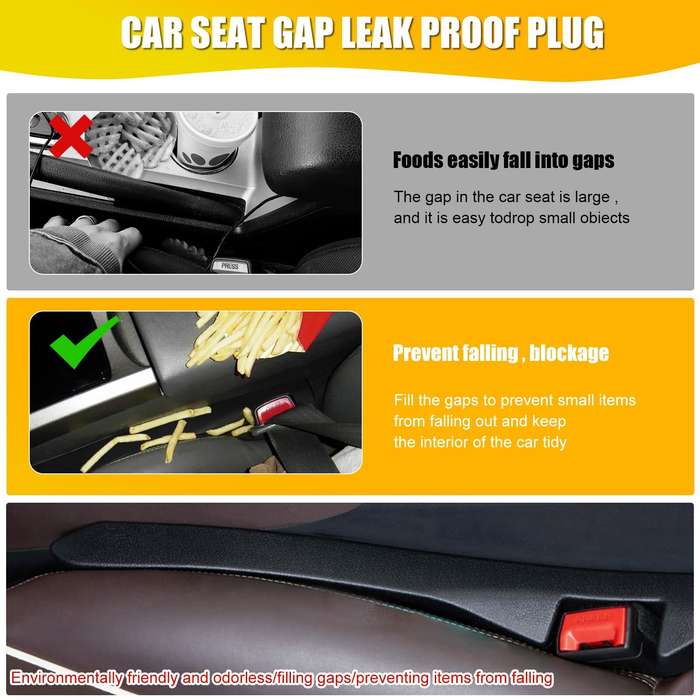 Black - 2PCS Car Seat Leak-proof Plug Strip Seat Storage Box Car Seat Gap Plug Car Seat Gap Filler w