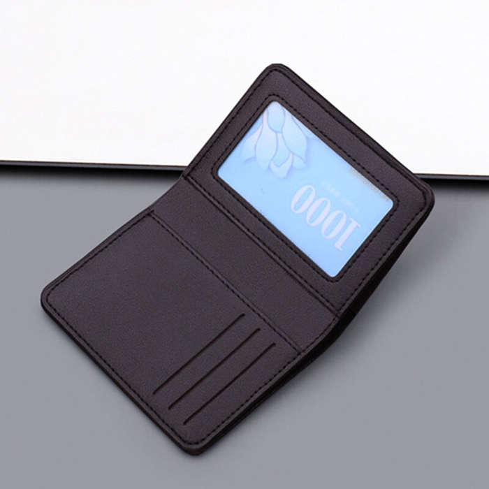 Black - Men's Vertical Wallet Thin PU Leather Anti-magnetic Clip Wallet Simple Style Urban Daily Com