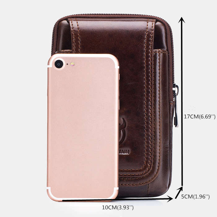 Black - BULLCAPTAIN Men's Leather Belt Waist Bag Travel Small Fanny Pack Phone Pouch Multifunctional
