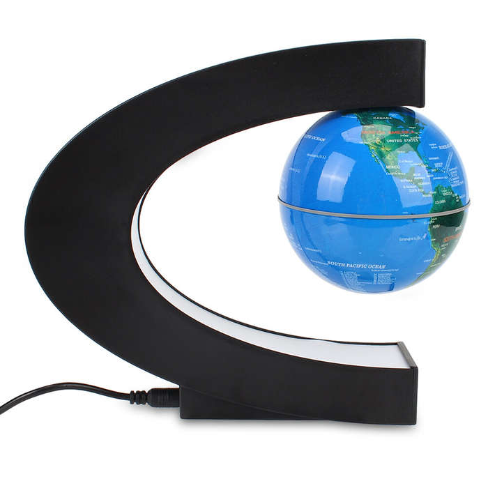 EU Plug - AGSIVO Magnetic Floating Levitating Globe World Map with LED light Educational Gifts for K