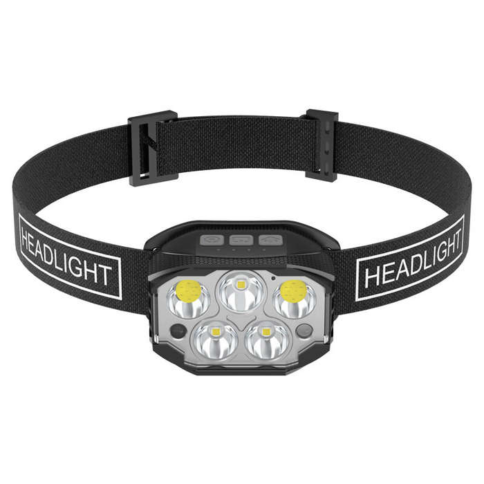 1pcs - 1200LM Super Bright Motion Sensor Headlamp Outdoor Waterproof Head Flashlight USB Charging He