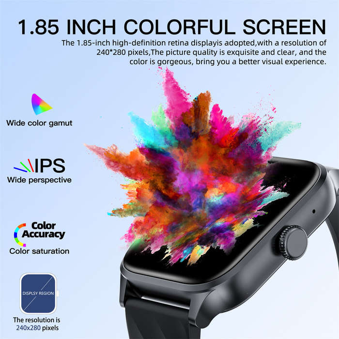 Pink - Weofly Active 1.85inch HD Screen bluetooth Call Heart Rate Blood Pressure Blood Oxygen Monito