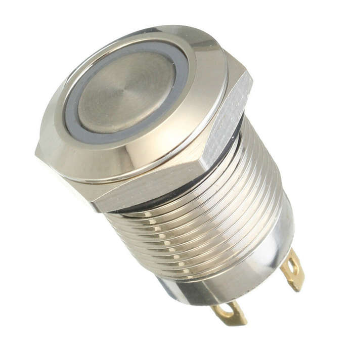 White - DC 12V 12mm 4 Pin Momentary Switch Led Light Metal Push Button Waterproof Switch