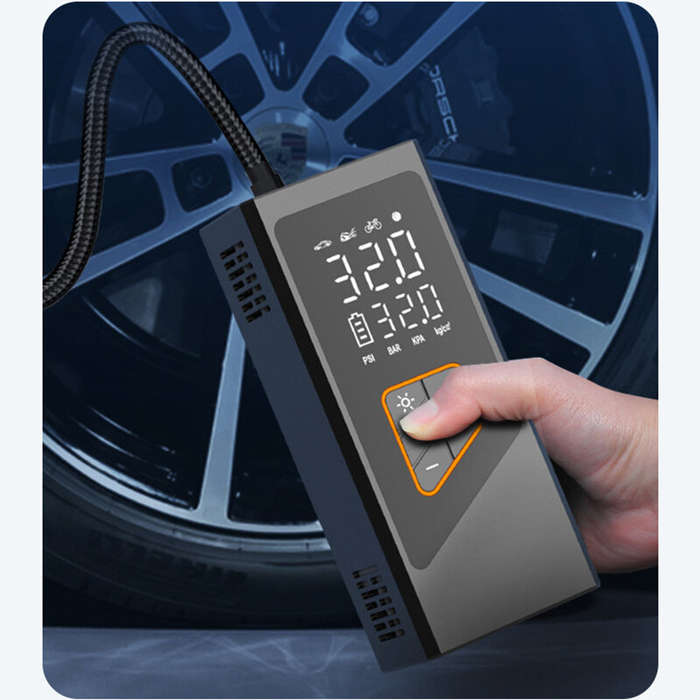 Black - Cordless Tire Inflator with Digital Display 3*2000mAh Tire Inflator Digital Display 4 Mode C