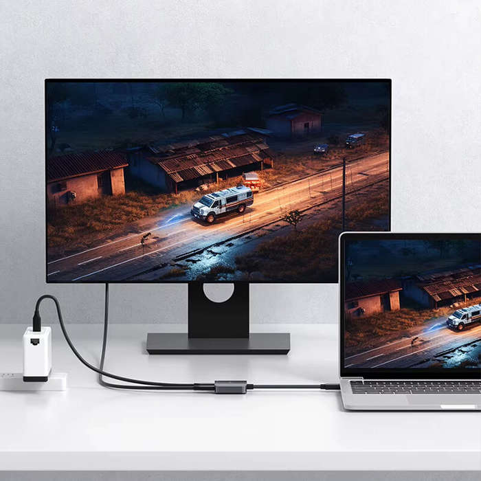 Gray - Hagibis TPS01 AR Glasses Adapter USB-C to Glasses and Charging Converter USB-C Hub Charge and
