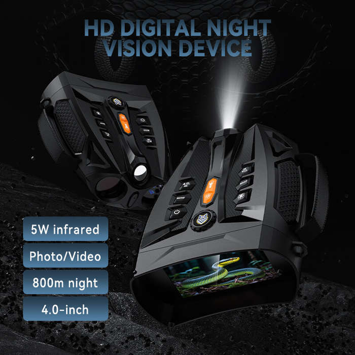 Black - 4K Night Vision Binoculars Model 336 48MP 4 Inch Display 10x Digital Zoom 800M Infrared Rang