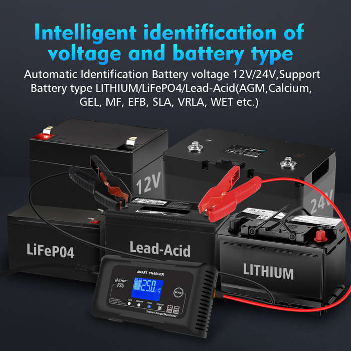 UK Plug - HTRC Smart Car Battery Charger 12V 25A 24V 13A Automotive Charger Battery Maintainer Trick