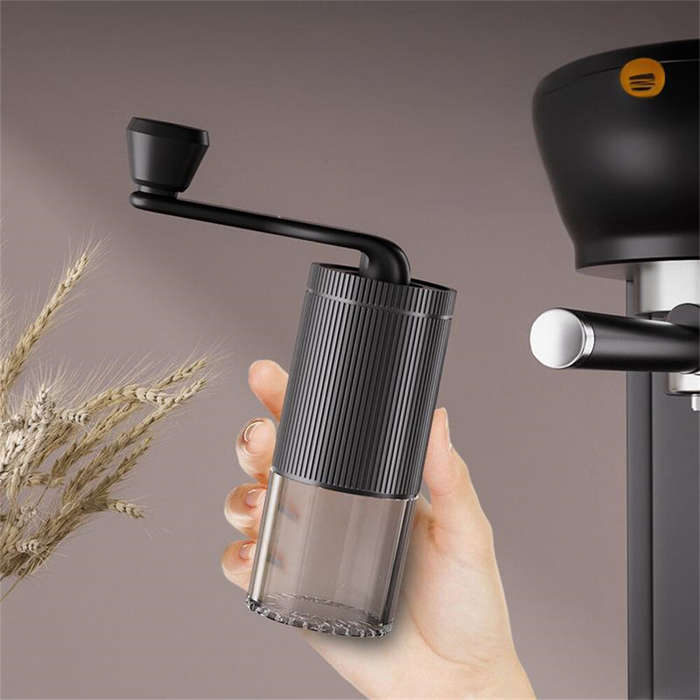White - Comfook Portable Manual Coffee Grinder Adjustable Ceramic Core Visible Powder Chamber Compac