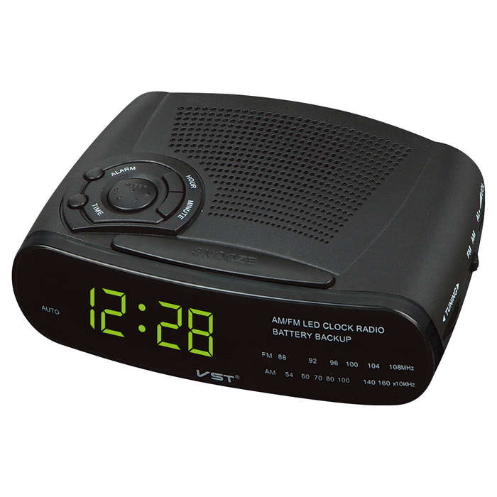 Red - VST906 AM FM Radio Alarm Clock Radio Speaker LED Digital Display Media Player Wired Radio