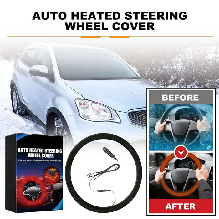 Black - Heated Steering Wheel Protective Cover Universal Car Fast Hand Warmer Car Steering Wheel Hea