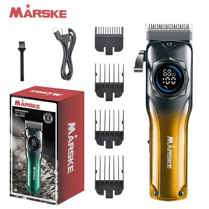 Green - MARSKE Professional Hair Clipper Stainless Steel Blade Sharp Cutting High Power Low Noise LE