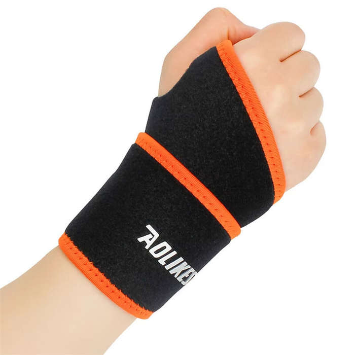Black+Orange - AOLIKES 1PCS Elastic Bandage Wrist Band Anti-slip Breathable Hand Protection for Weig