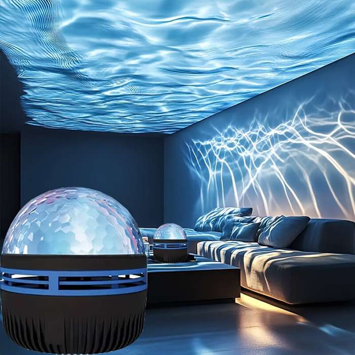 #1 - LED Ocean Wave Projector LED Night Light USB Rechargeable Ripple Atmosphere Lamp for Bedroom, H