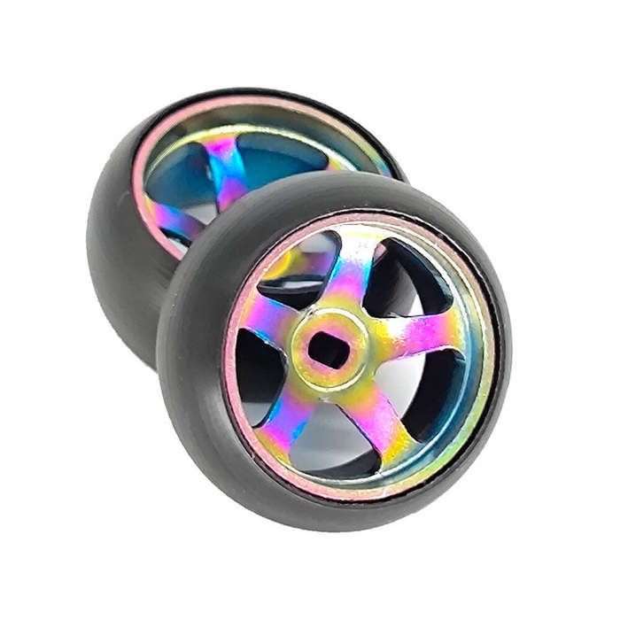 Colorful - 4PCS Drift Tires Wheels Metal Rims for Wltoys Mini-Q 1/28 K969 K989 P939 284131 On-Road R