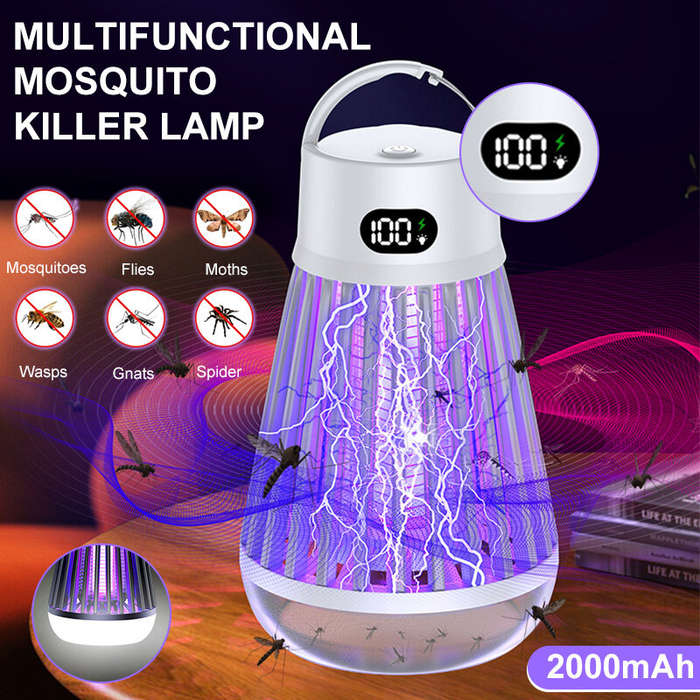 Black - AGSIVO Cordless LED Digital Display Electric Mosquito Bug Zapper Mosquito Killing Lamp Fly T