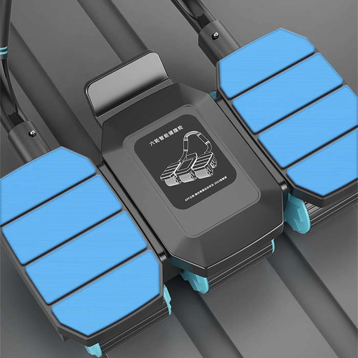 Black+Blue - KALOAD 6 Wheel 8 Elbow Support Abdominal Trainer with Phone Holder Silent Sport Automat