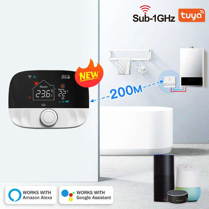 White - Tuya WiFi Thermostat for Floor Heating Water Gas Boiler Home Room Smart Programmable Tempera